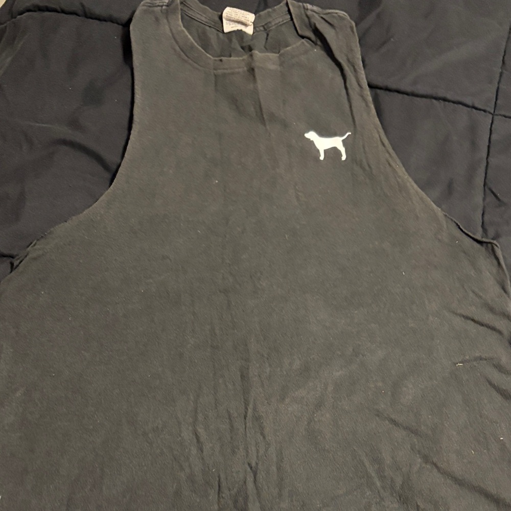 PINK Victoria's Secret Black Graphic Tank Top